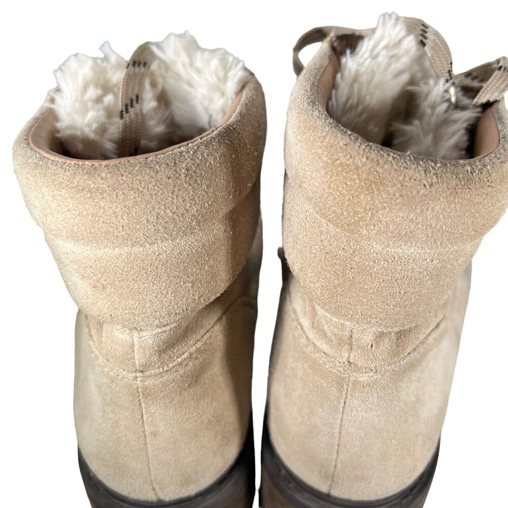 Sam Edelman Ankle Boots Darrah 2 Sherpa Combat Hiker Sz 10 Tan Suede Lace Up - Picture 9 of 13